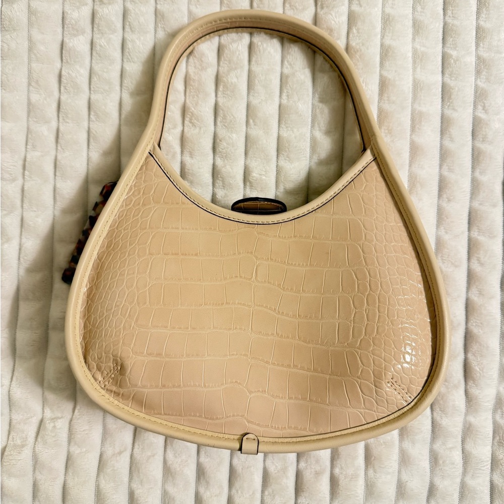 COACH Elegant Cream Crocodile-Embossed Women's Bag
